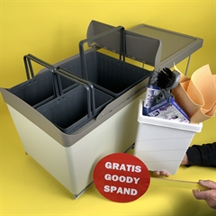 KøkkenFornyelse.dk Affaldssystem MAXI 3, GRATISGoodySpand, auto ud  2x7,5L + 1x16L 
