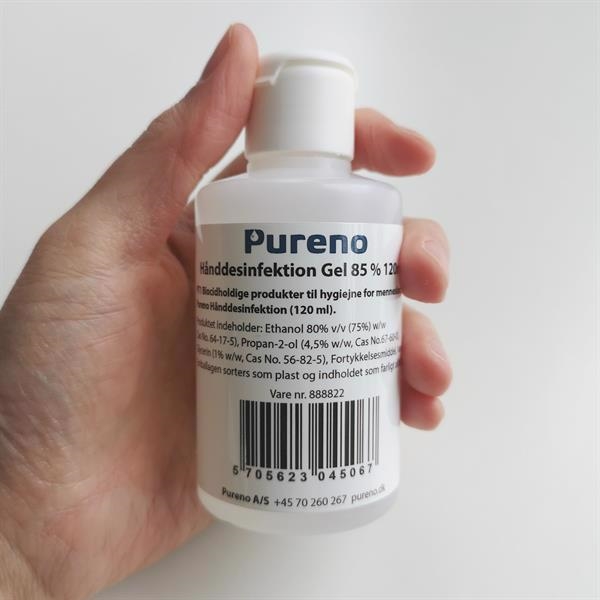 Håndsprit/gel til tasken - 120 ml alcogel med 85% sprit fra Pureno
