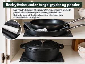 Rest fra gummimåtte til mellem gryder og pander