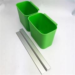 Lille grøn Eico affaldsspand 2 stk x0,7L + ophængsbeslag MELLEM