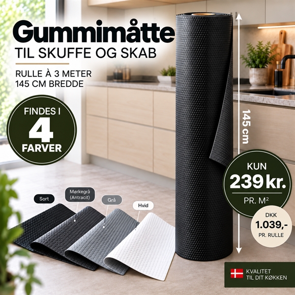 Gummimåtte til skuffe og skab - Rulle á 3m x 145 cm. - Gummimåtter - Overskabe - Indretning - Køkken
