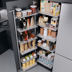 Udtræksskab Kesseböhmer Tandem III med SoftStop 50cm Chrome Classic Ice White - inkl. 12 kurve